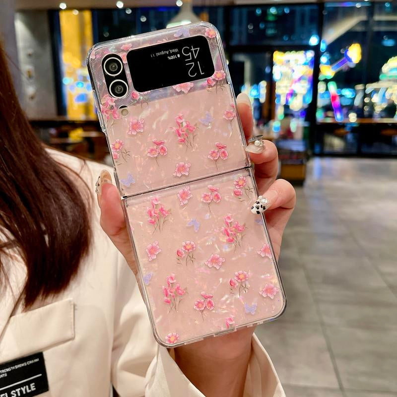 Ins Strawberry Floral Print Leopard Print Foldable Phone Case for Zflip7/6/ 5/4/3 Foldable Phone Case-Hnzd02
