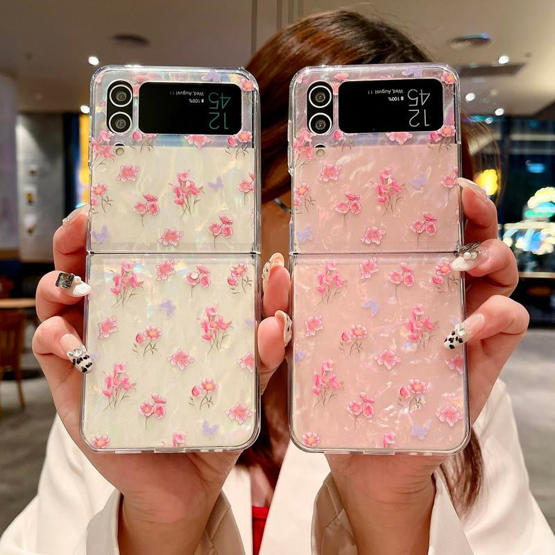 Ins Strawberry Floral Print Leopard Print Foldable Phone Case for Zflip7/6/ 5/4/3 Foldable Phone Case-Hnzd02