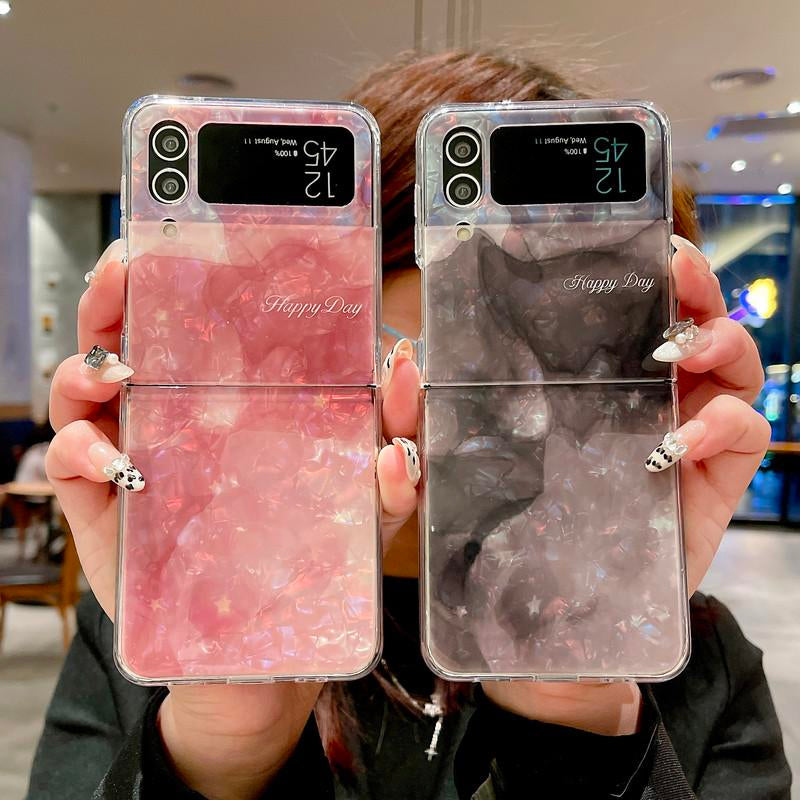 Ins Strawberry Floral Print Leopard Print Foldable Phone Case for Zflip7/6/ 5/4/3 Foldable Phone Case-Hnzd02